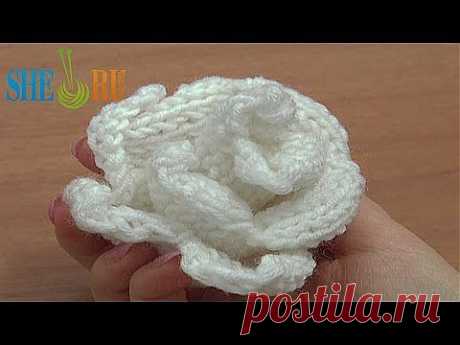 роза вязанная спицами.