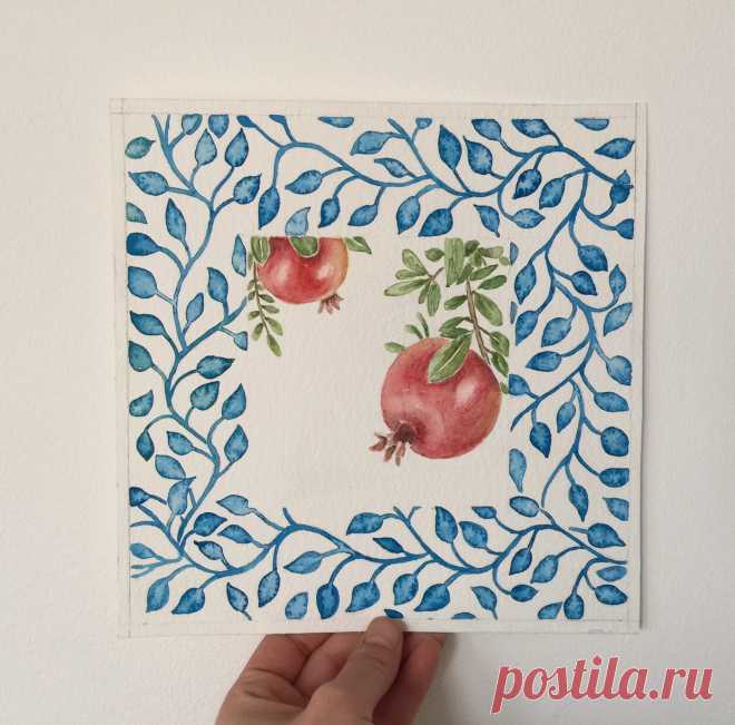 Pomegranates watercolor paintingkitchen от WatercolorArtOnly