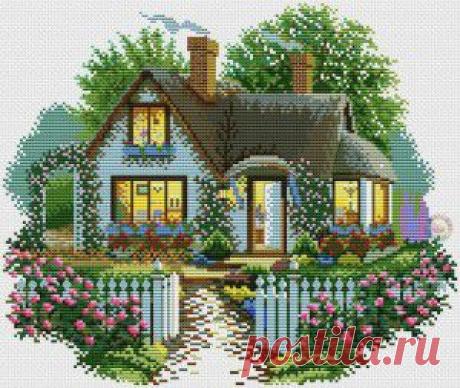 Схема вышивки крестом домика. Вышивка дома в цветах | Все о рукоделии: схемы, мастер классы, идеи на сайте labhousehold.com