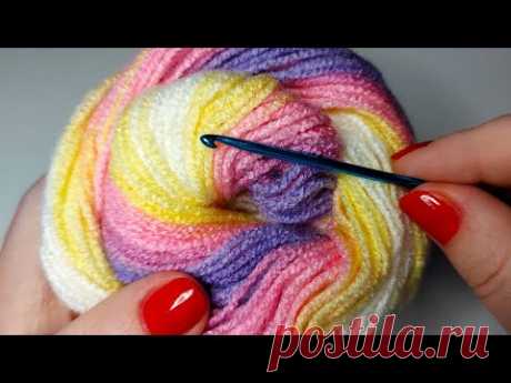 💥🏆🧶НАШЛА ШИКАРНЫЙ УЗОР ДЛЯ ЭТОЙ ПРЯЖИ и тунисского крючка! (вязание крючком для начинающих)