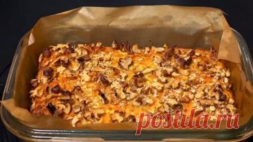 Овсяный пирог с творожным слоем