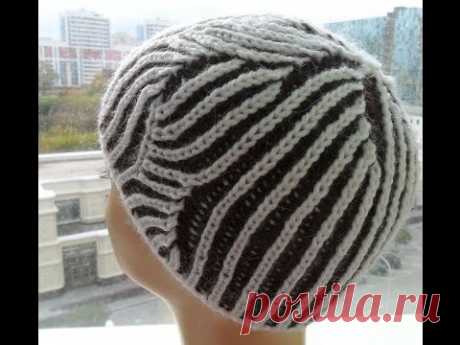 Женская шапка&quot; Бриошь&quot; для начинающих ( knitting cap brioche) (Шапка #16)