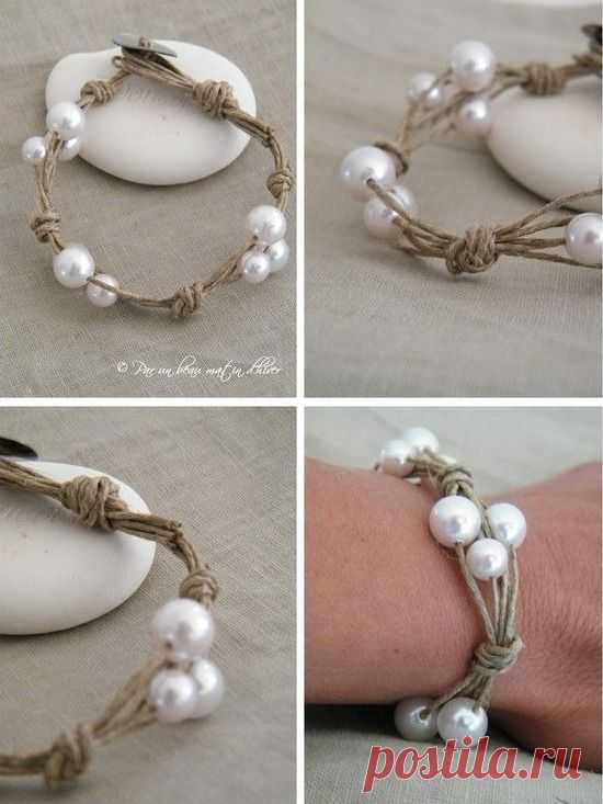 Bracelet lin & perles: