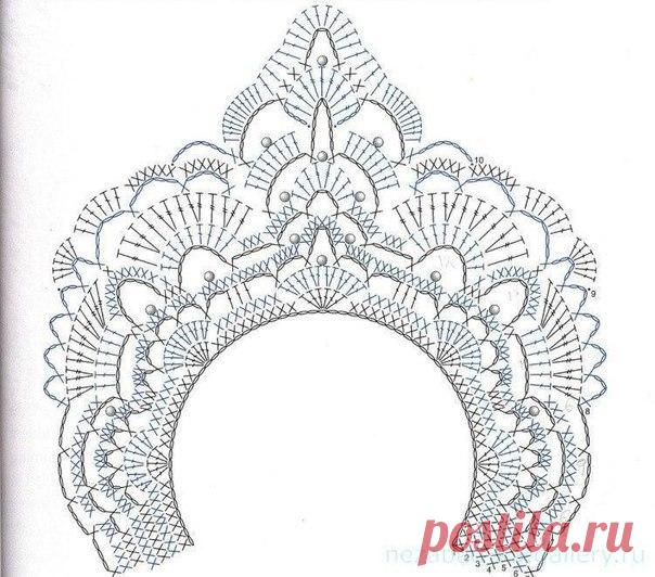 Схема для вязания крючком короны для Снегурочки или Снежинки