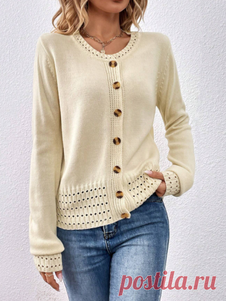 Кардиган из пряжи молочно-белого цвета (схема узора)