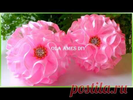 Простые бантики из органзы/ Organza Flower Tutorial/ Flores de Organza/ Ola ameS DIY