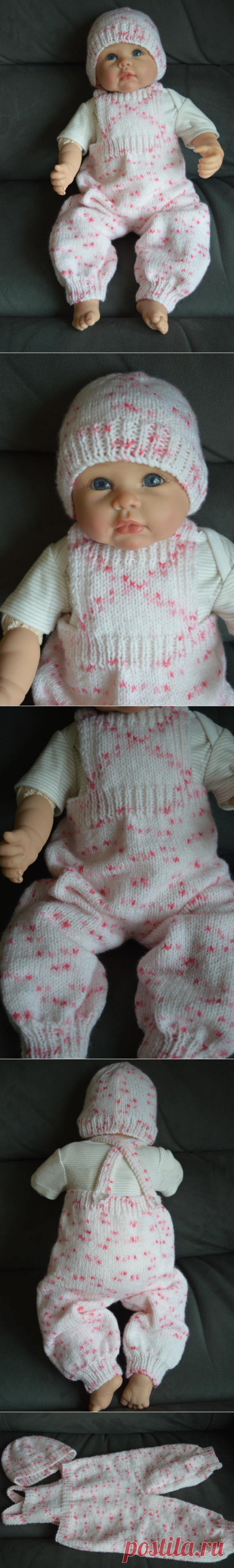 Baby Dungarees and Hat 0-3 Months in Pink Fleck Ready to Ship