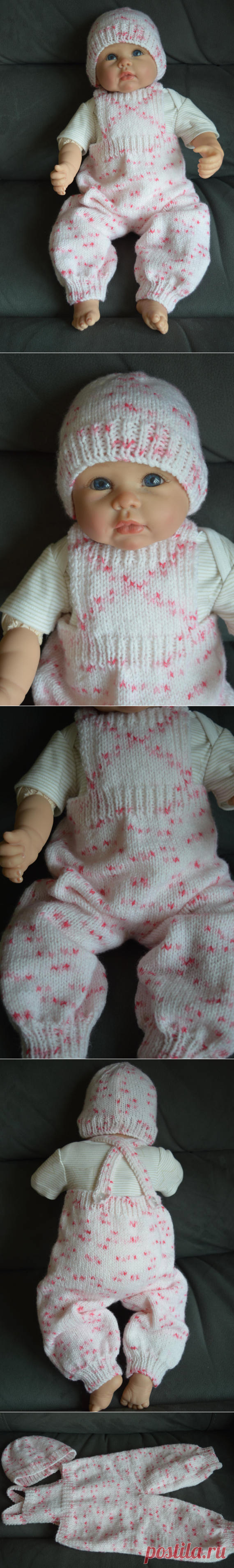 Baby Dungarees and Hat 0-3 Months in Pink Fleck Ready to Ship