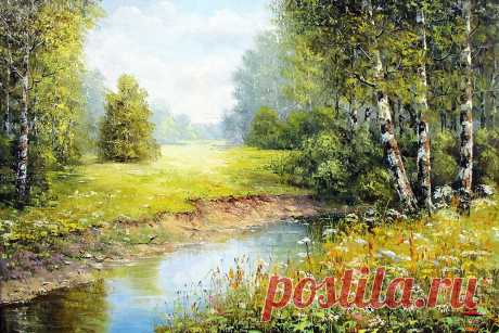 Край березовый, необъятный... Художник Синев Евгений.