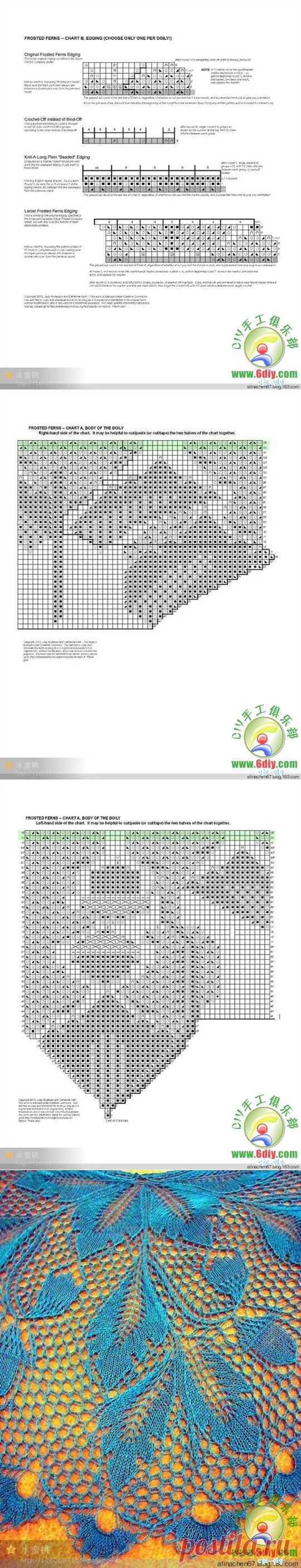 Полукруглая шаль с интересным рисунком/спицы.