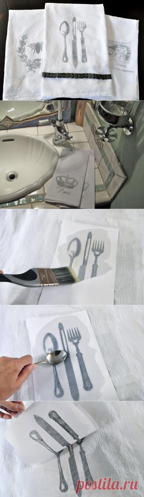 Полотенца с винтажными изображениями. Два варианта переноса изображения на ткань. Мастер-классы