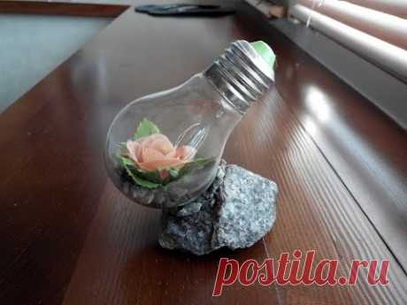 Как посадить цветок в лампочку. Поделка в школу для ребёнка. How to plant a flower in the bulb