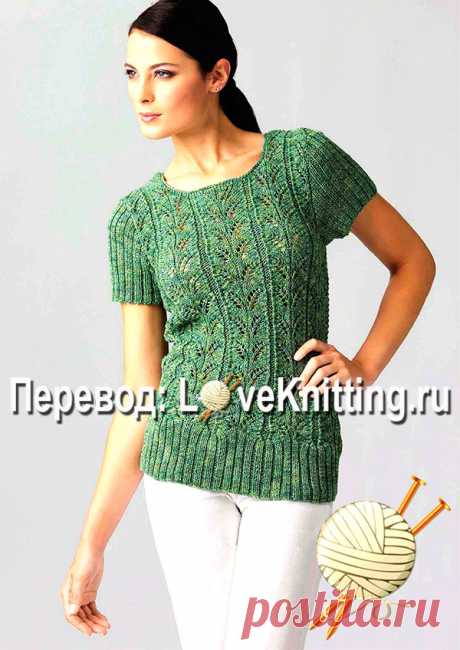 Пуловер "Кружево цвета чая"ло | Loveknitting.ru