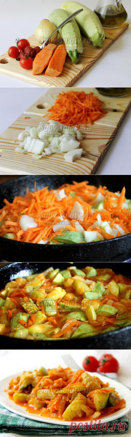 Кабачки, тушеные с овощами и томатной пастой. Рецепт с фото