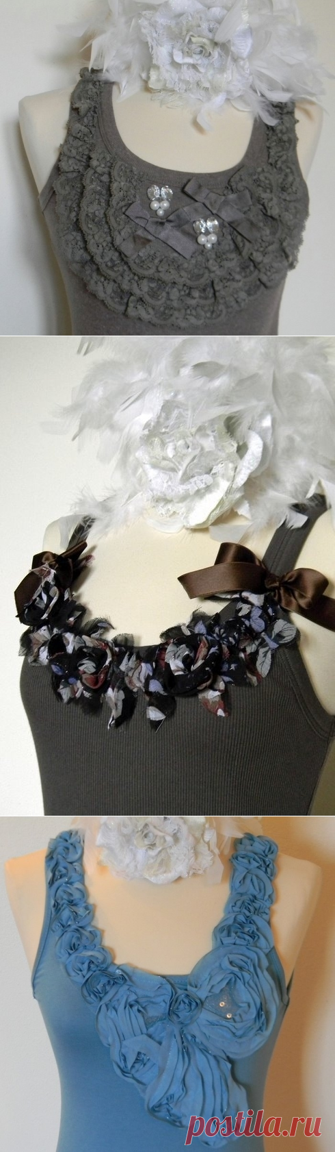 Маечные переделки. Добавив декора, превращаем обычную майку в нарядный топ.