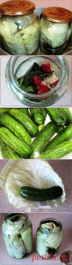 Острые огурцы в капуст листьях | Рецепты вкусно