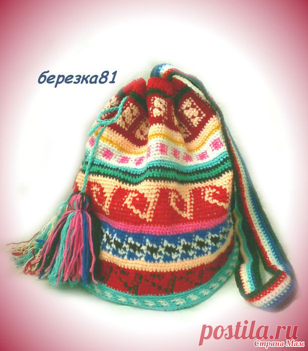 Сумка- мочила - Жаккард вяжем крючком - Страна Мам