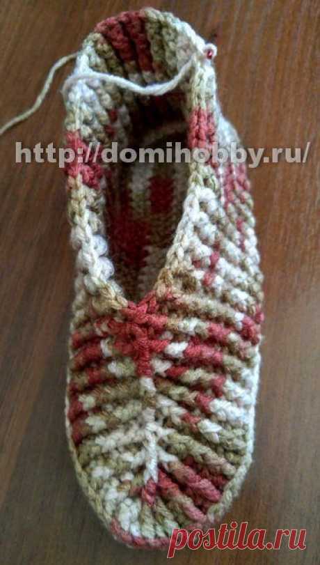 Вязание крючком домашних тапочек