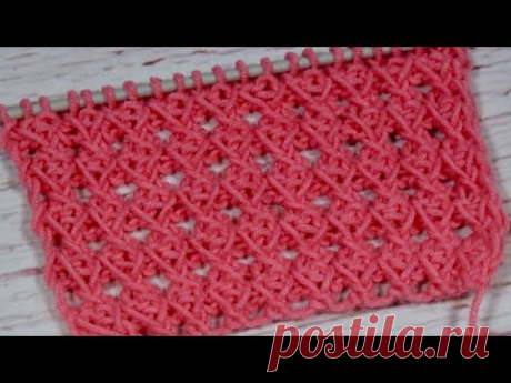 Красивый ажурный узор для легких кардиганов и летних кофточек. Рапорт узора - 2 петли и 4 ряда. Для образца набираем количество петель кратное 2+2 кромочные ...