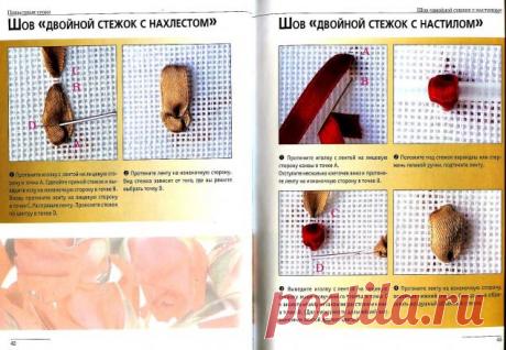 Техника исполнения швов в вышивке лентами / Вышивка / Вышивка лентами
