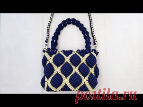 Tutorial Tas Tali kur Motif Daun Blue berry #diymacrame #macrame #talikur