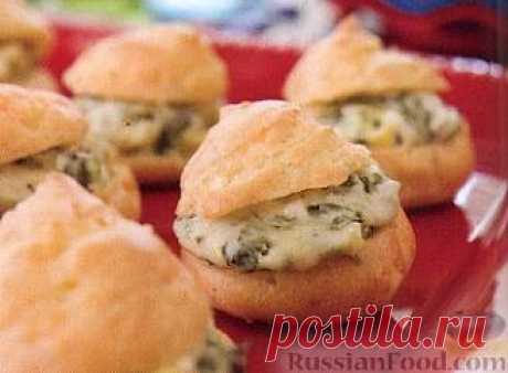 Рецепт: Сырные профитроли со шпинатом и артишоками на RussianFood.com