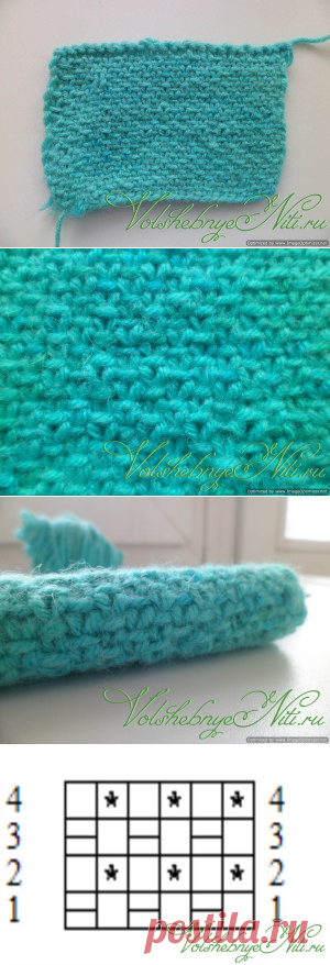 Тканевый узор спицами "Лён". Фото, описание, схема вязания.