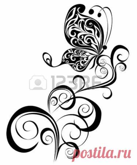 Black-and-white Flowers And Leaves. Floral Design Element In.. Royalty Free Cliparts, Vectors, And Stock Illustration. Image 18120345.