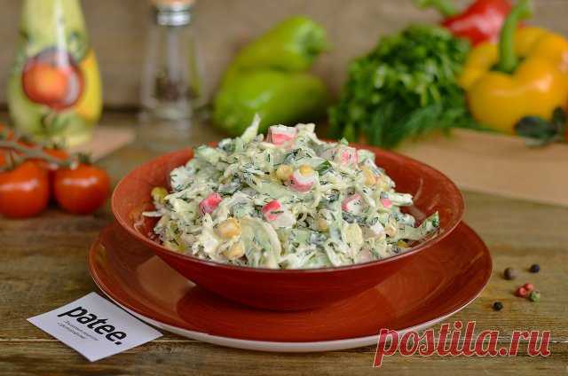 Капустный салат с крабовыми палочками - рецепт с фотографиями - Patee. Рецепты