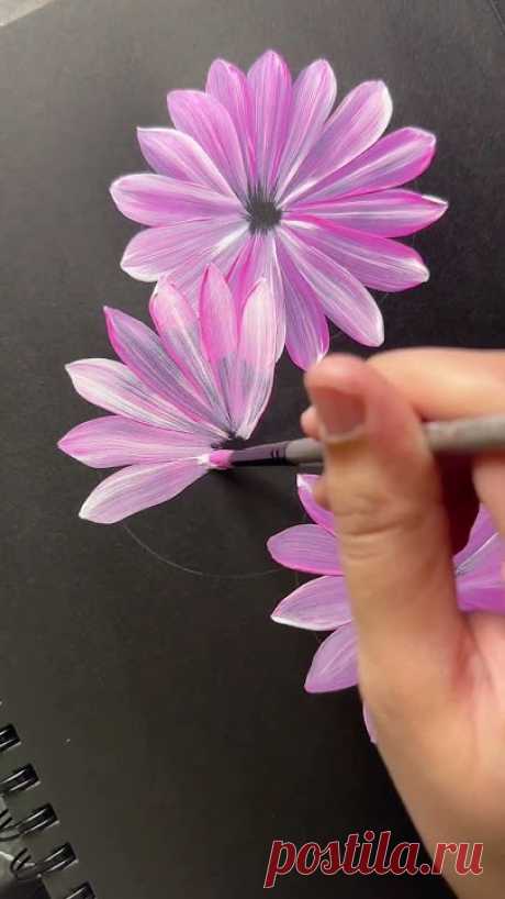 ✨My Black Diary Day✨ Brush Stroke Painting #acrylicpainting #art #floralart #shorts #asmr #viral