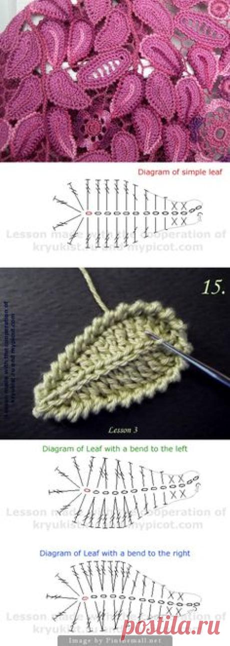(164) Crochet leaf chart. | Hekelwerk