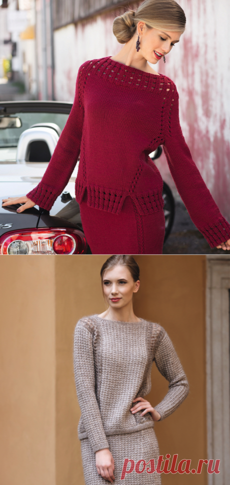 Вяжем два элегантных женственных костюма с юбкой-карандаш