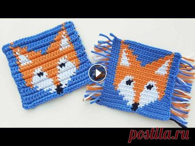 Узор Лиса - Жаккард крючком - Метод №1: Без обрыва нити/ Fox pattern - flat tapestry crochet Два метода вязания жаккарда крючком. В этом видео Метод №1 - Без обрыва нити. Метод №2 - в следующем видео. Материалы: Пряжа 100% хлопок (100г/250м); ...