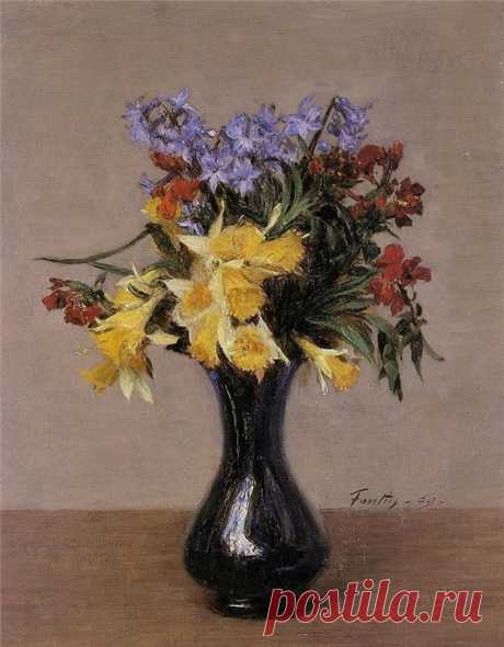 Художник Анри Фантен-Латур (Henri Fantin-Latour; 1836-1904).
"Весенние цветы", 1869 г.