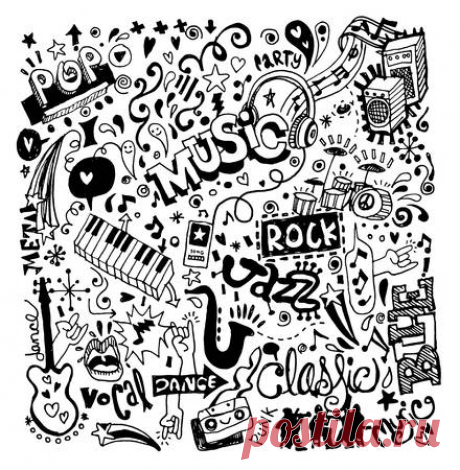 Abstract Music Background ,Collage with musical instruments.Hand drawing Doodle,vector illustration. 123RF - Миллионы стоковых фото, векторов, видео и музыки для Ваших проектов.