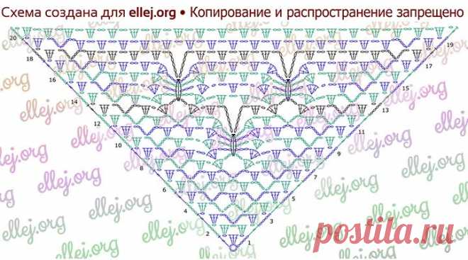 Узор для шали Лунные бабочки | Вязание крючком от Елены Кожухарь