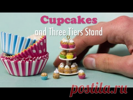 Miniature Cupcakes and Three Tiers Stand Tutorial // Dollhouse Food