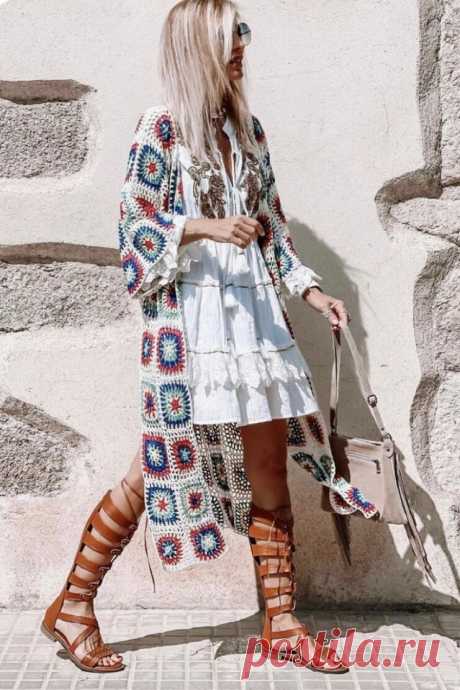 Стильные кардиганы из бабушкиных квадратов. | Вяжем вместе - вяжем стильно. | Дзен