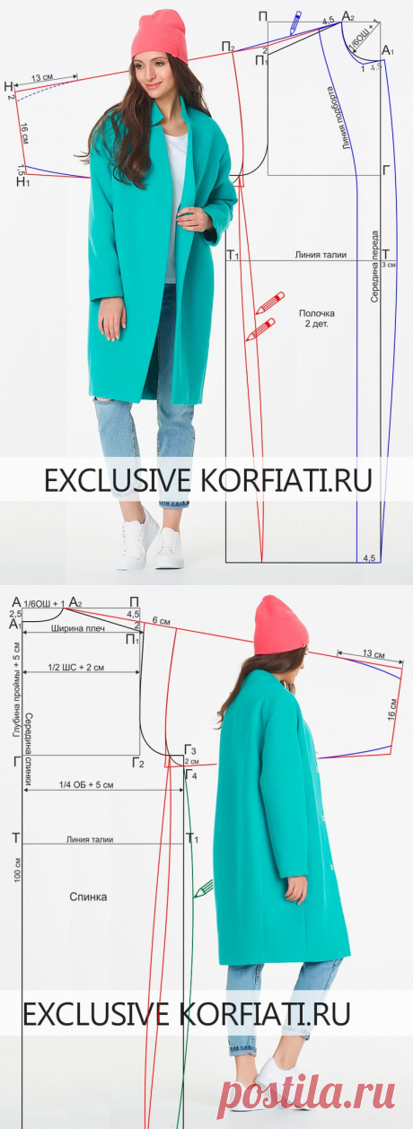 Выкройка пальто-кокон от Анастасии Корфиати