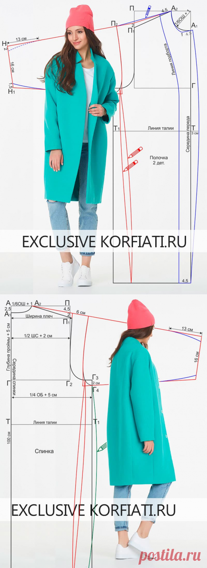 Выкройка пальто-кокон от Анастасии Корфиати