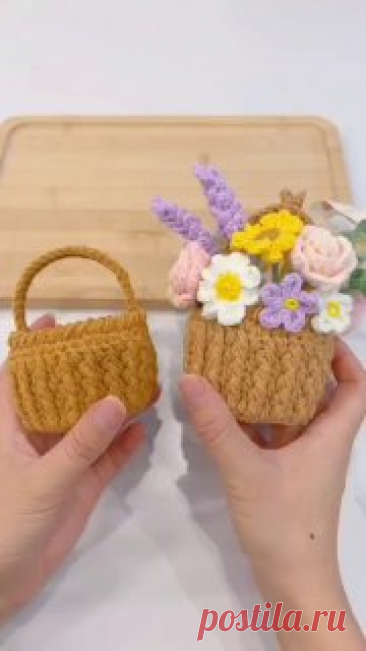 Корзинка крючком 🤩 как соединять бабушкины квадраты крючком