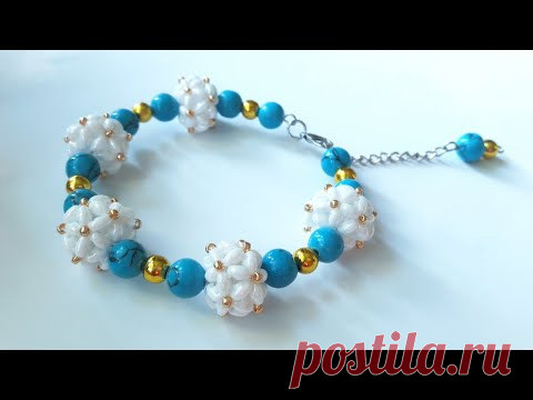 Браслет из бисера. Плетеная бусина.