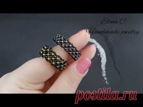 Ажурное кольцо из бисера своими руками Мастер Класс DIY Beaded ring Tutorial Beading #beadedjewelry