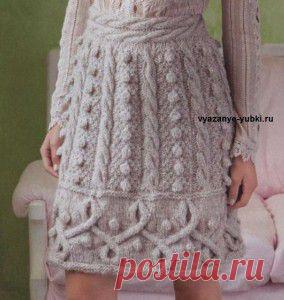 Вязание расклешенной юбки спицами, описание и схемы