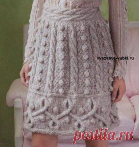 Вязание расклешенной юбки спицами, описание и схемы