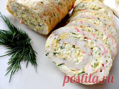 Вкусный и простой в приготовлении закусочный крабовый рулет с начинкой - СУПЕР ШЕФ