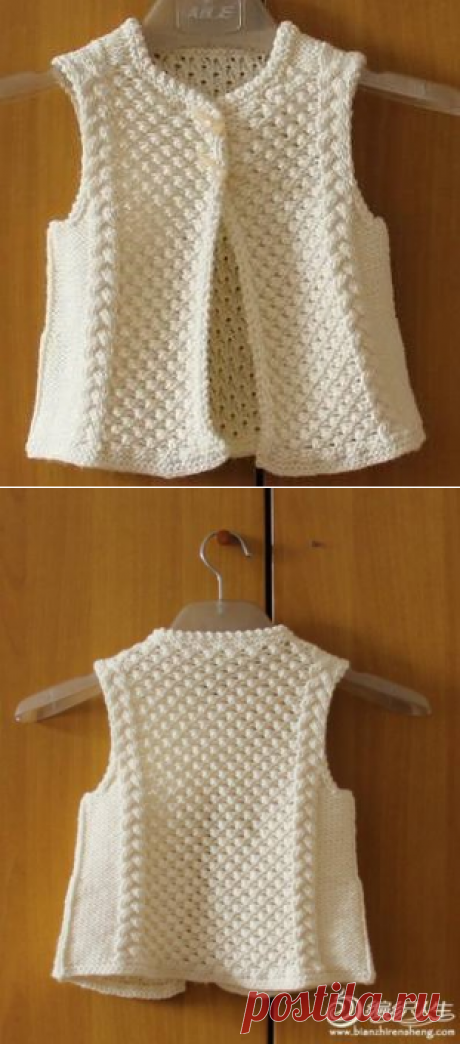 Тепленький жилетик спицами