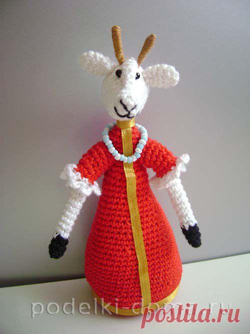 Игрушка Козочка, вязаная крючком | Коробочка