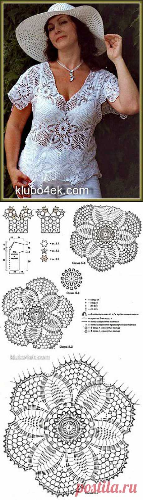 Ажурная вязаная кофточка