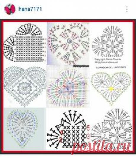 Instagram @hana7171 - crochet hearts pattern diagrams